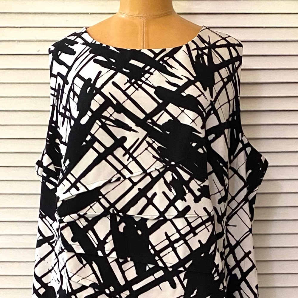 Le Bos Dress Womens Plus Size 22W Black White Sleeveless Office Party Sheath - Picture 2 of 9